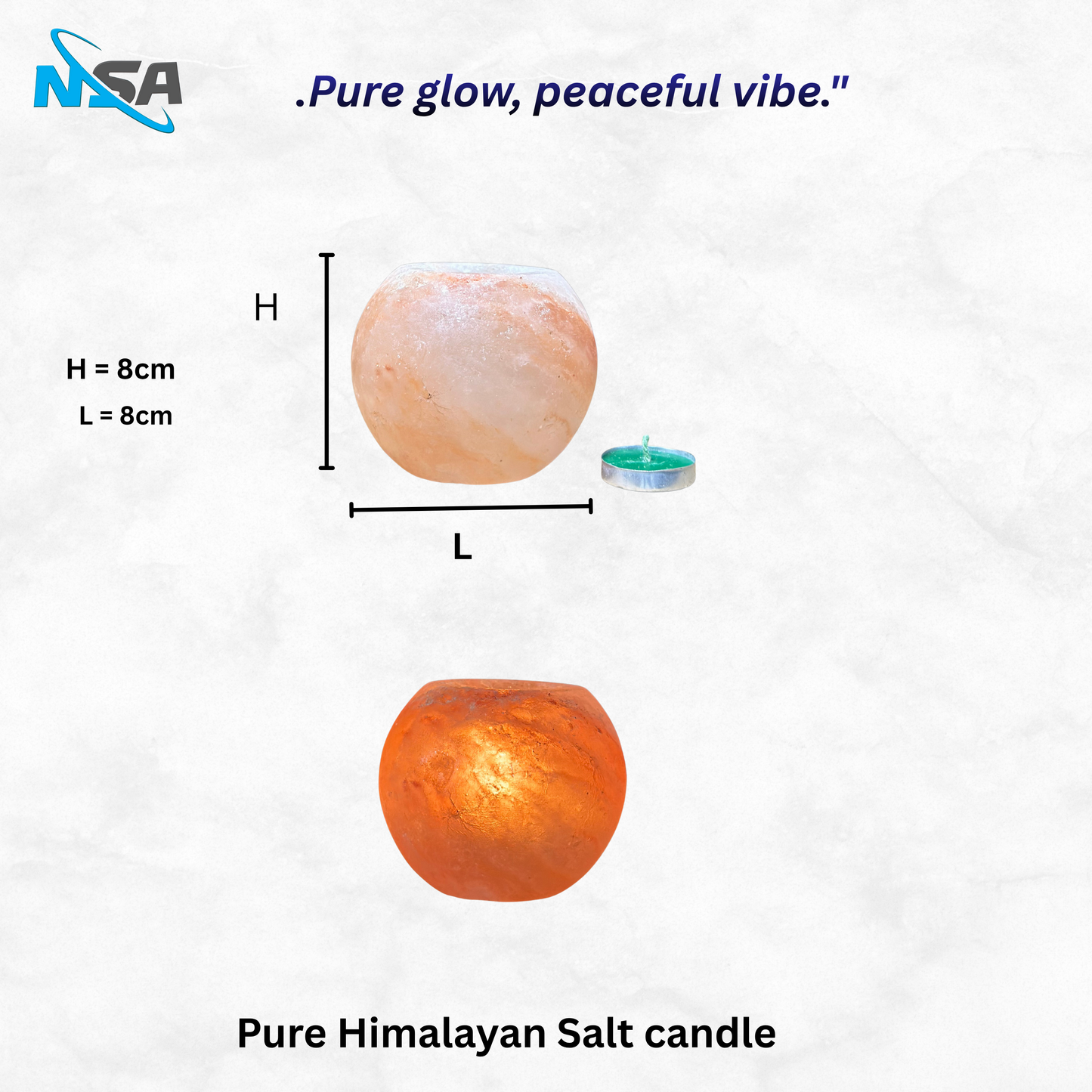 NSA Himalayan Pink Salt Candle Lamp – 100% Natural Hand-Carved Salt Candle Holder | Healing Salt Lamp for Relaxation, Home Décor