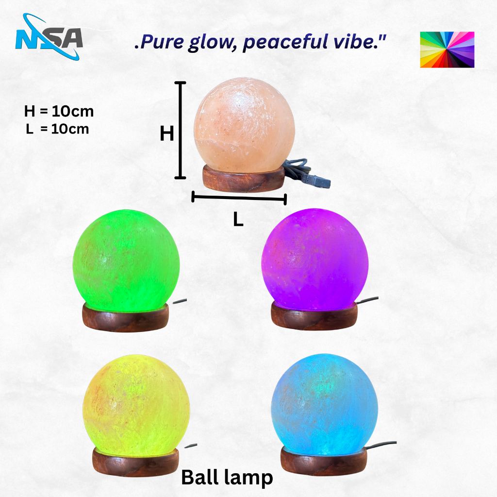 NSA USB Himalayan Salt Lamp – Color Changing LED | Natural Rock – Model: [Ball lamp ]