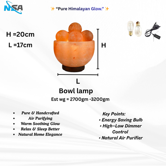 NSA Bowl   Himalayan Salt Lamp – Original Rock Salt Lamp for Home Decor & Healing