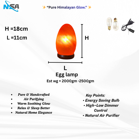 NSA Egg Himalayan Salt Lamp – Original Rock Salt Lamp for Home Decor & Healing