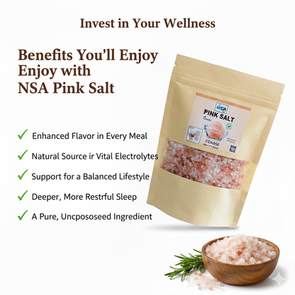 NSA Himalayan Pink Salt Coarse Packet – 100% Natural & Pure Food Grade Rock Salt | Premium Mineral Pink Salt Crystals for Cooking, Seasoning, BBQ & Grinder Use | Organic Edible Himalayan Salt