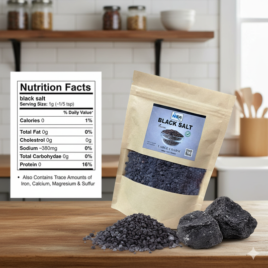 NSA Himalayan Black  Salt Coarse Packet – 100% Natural & Pure Food Grade Rock Salt | Premium Coarse Black  Salt