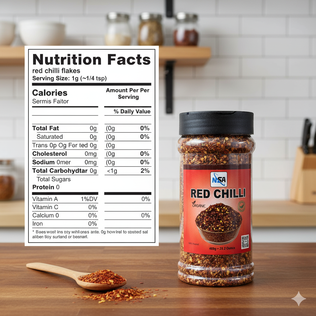 NSA Crushed Red Chili Jar – 100% Pure & Natural Moti Laal Mirch Flakes | Premium Coarse Crushed Chili for Cooking, Seasoning, BBQ, Karahi & Spice Blends – 400gm