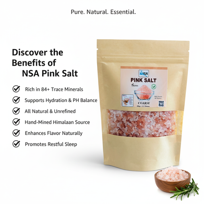 NSA Himalayan Pink Salt Coarse Packet – 100% Natural & Pure Food Grade Rock Salt | Premium Mineral Pink Salt Crystals for Cooking, Seasoning, BBQ & Grinder Use | Organic Edible Himalayan Salt
