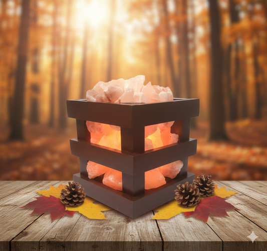 NSA Salt Basket – Wooden Cube Salt Lamp  Himalayan Pink Salt Electric Lamp Basket