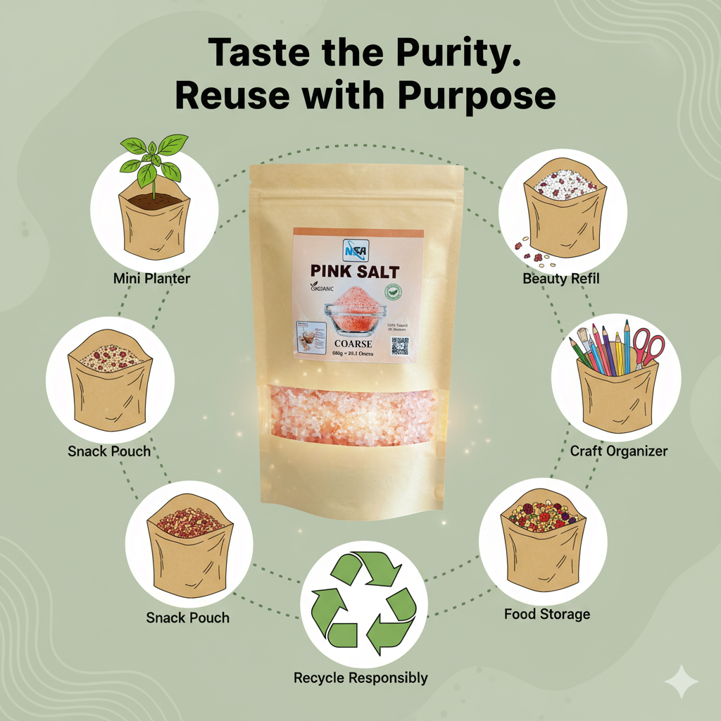 NSA Himalayan Pink Salt Coarse Packet – 100% Natural & Pure Food Grade Rock Salt | Premium Mineral Pink Salt Crystals for Cooking, Seasoning, BBQ & Grinder Use | Organic Edible Himalayan Salt