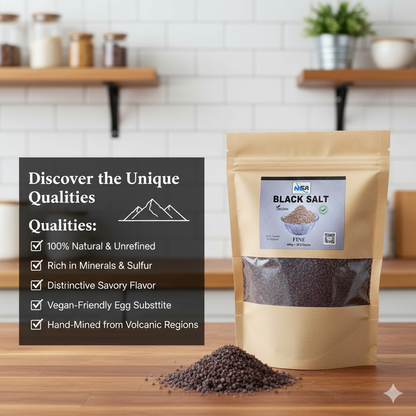 NSA Himalayan Black Salt Fine Packet – 100% Natural & Pure Kala Namak Powder | Edible Black Rock Salt for Cooking,