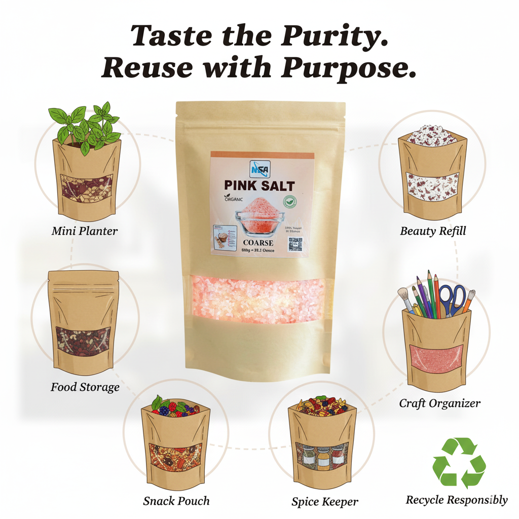 NSA Himalayan Pink Salt Coarse Packet – 100% Natural & Pure Food Grade Rock Salt | Premium Mineral Pink Salt Crystals for Cooking, Seasoning, BBQ & Grinder Use | Organic Edible Himalayan Salt