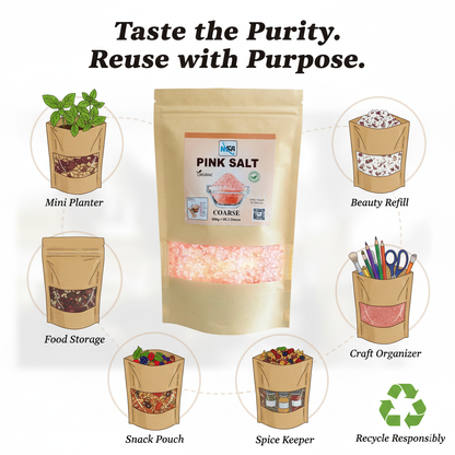 NSA Himalayan Pink Salt Coarse Packet – 100% Natural & Pure Food Grade Rock Salt | Premium Mineral Pink Salt Crystals for Cooking, Seasoning, BBQ & Grinder Use | Organic Edible Himalayan Salt