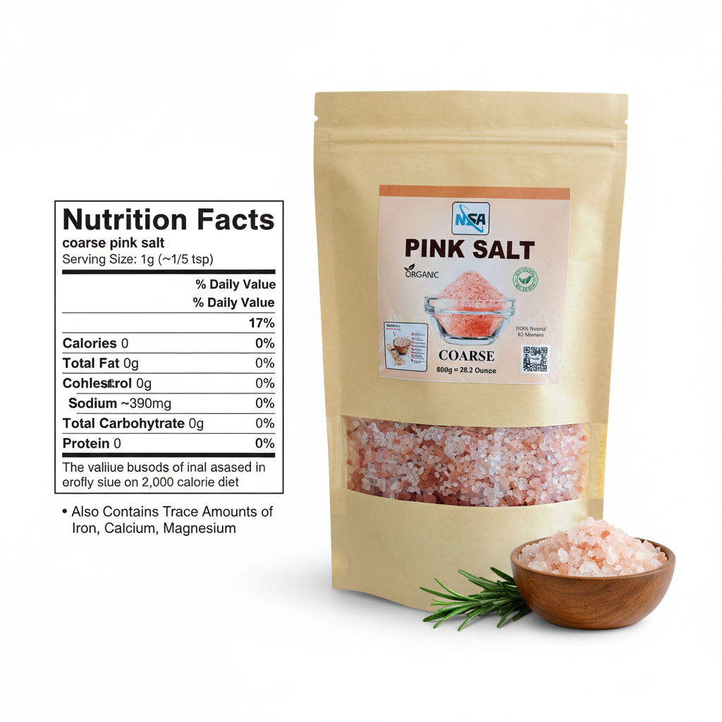 NSA Himalayan Pink Salt Coarse Packet – 100% Natural & Pure Food Grade Rock Salt | Premium Mineral Pink Salt Crystals for Cooking, Seasoning, BBQ & Grinder Use | Organic Edible Himalayan Salt