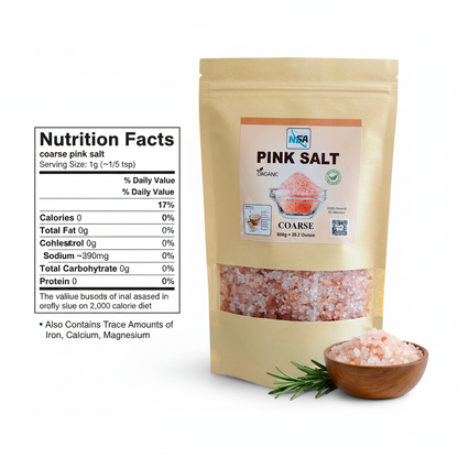 NSA Himalayan Pink Salt Coarse Packet – 100% Natural & Pure Food Grade Rock Salt | Premium Mineral Pink Salt Crystals for Cooking, Seasoning, BBQ & Grinder Use | Organic Edible Himalayan Salt