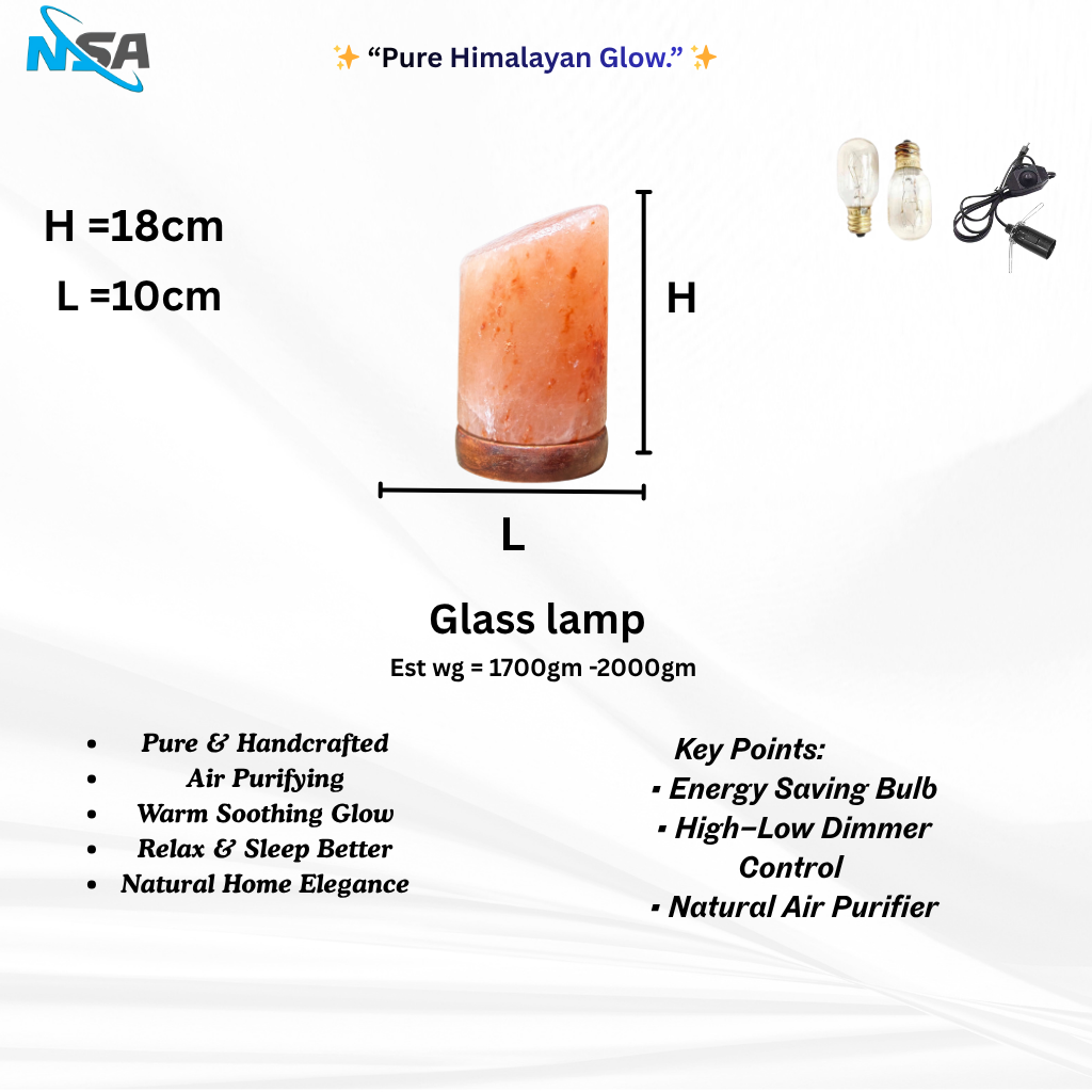 NSA Glass Himalayan Salt Lamp – Original Rock Salt Lamp for Home Decor & Healing