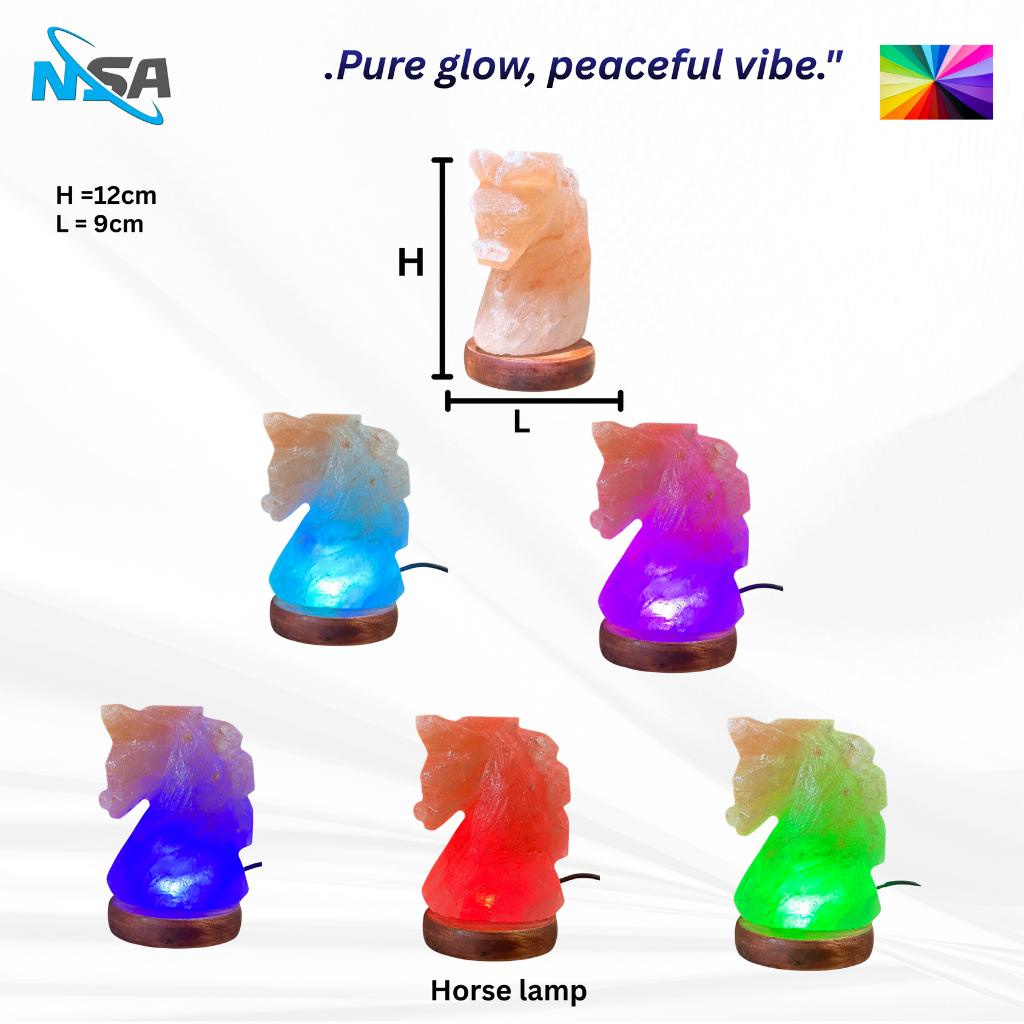 NSA USB Himalayan Salt Lamp – Color Changing LED | Natural Rock – Model: [Horse lamp ]