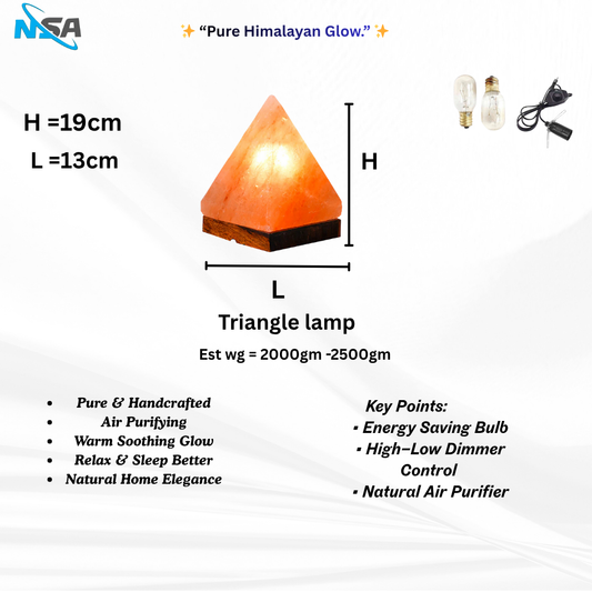 NSA Triangle  Himalayan Salt Lamp – Original Rock Salt Lamp for Home Decor & Healing