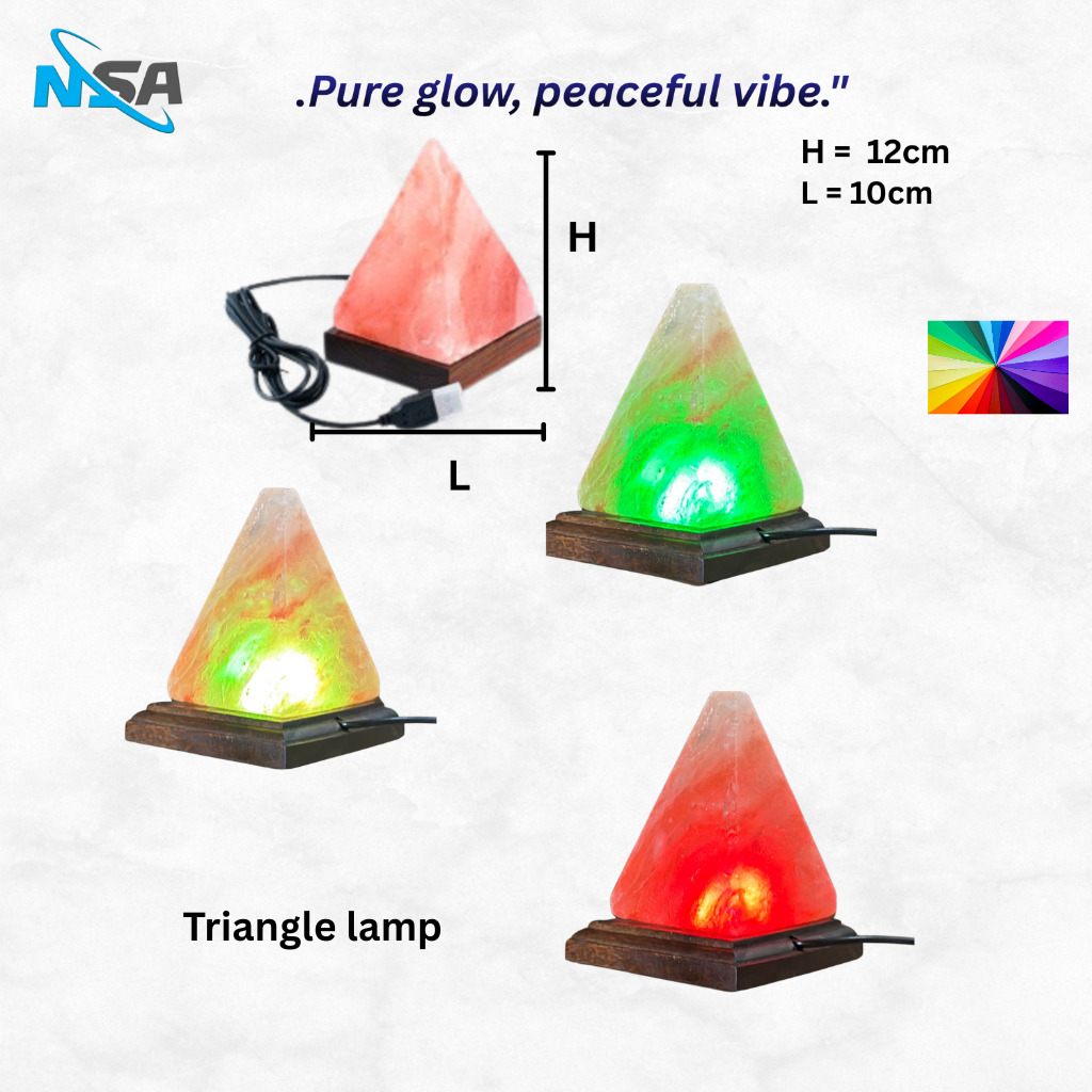 NSA USB Himalayan Salt Lamp – Color Changing LED | Natural Rock – Model Triangle lamp