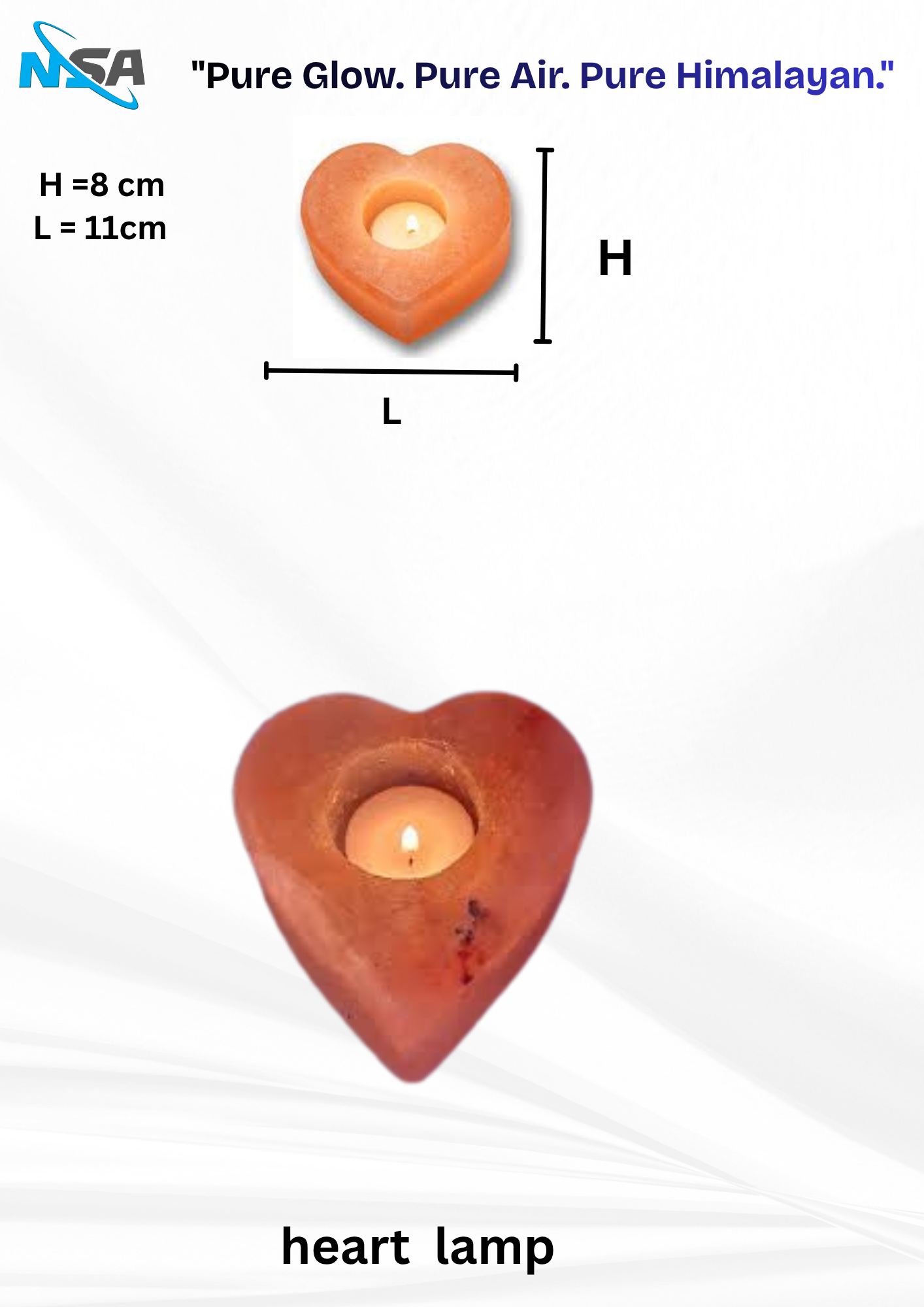 NSA Himalayan Pink Salt Candle Lamp – 100% Natural Hand-Carved Salt Candle Holder | Healing Salt Lamp for Relaxation, Home Décor, Aromatherapy & Warm Candlelight Glow