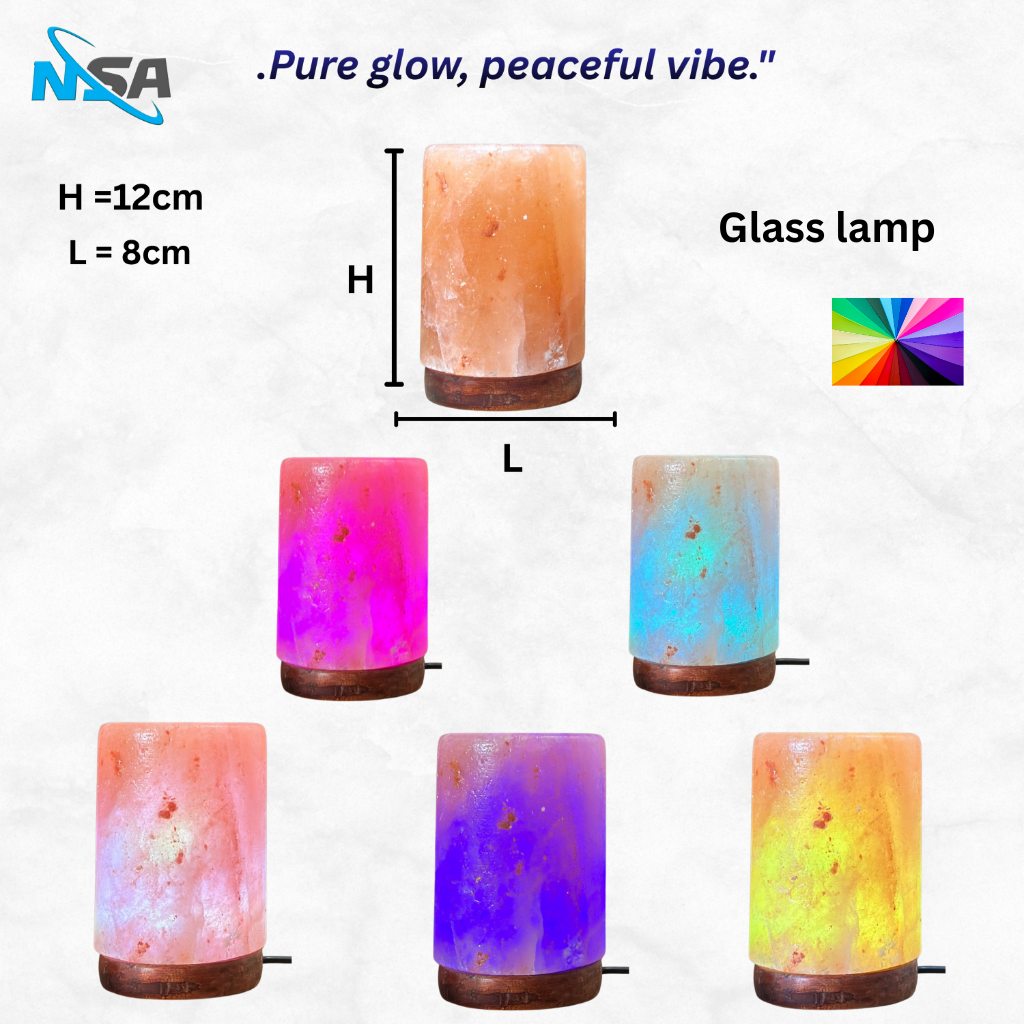 NSA USB Himalayan Salt Lamp – Color Changing LED | Natural Rock – Model: Full glass lamp